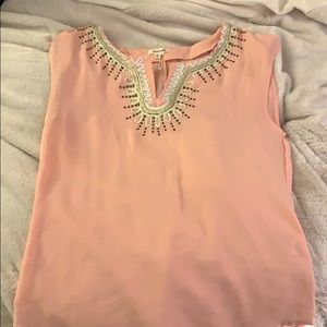 Sheer peach tee with gold details